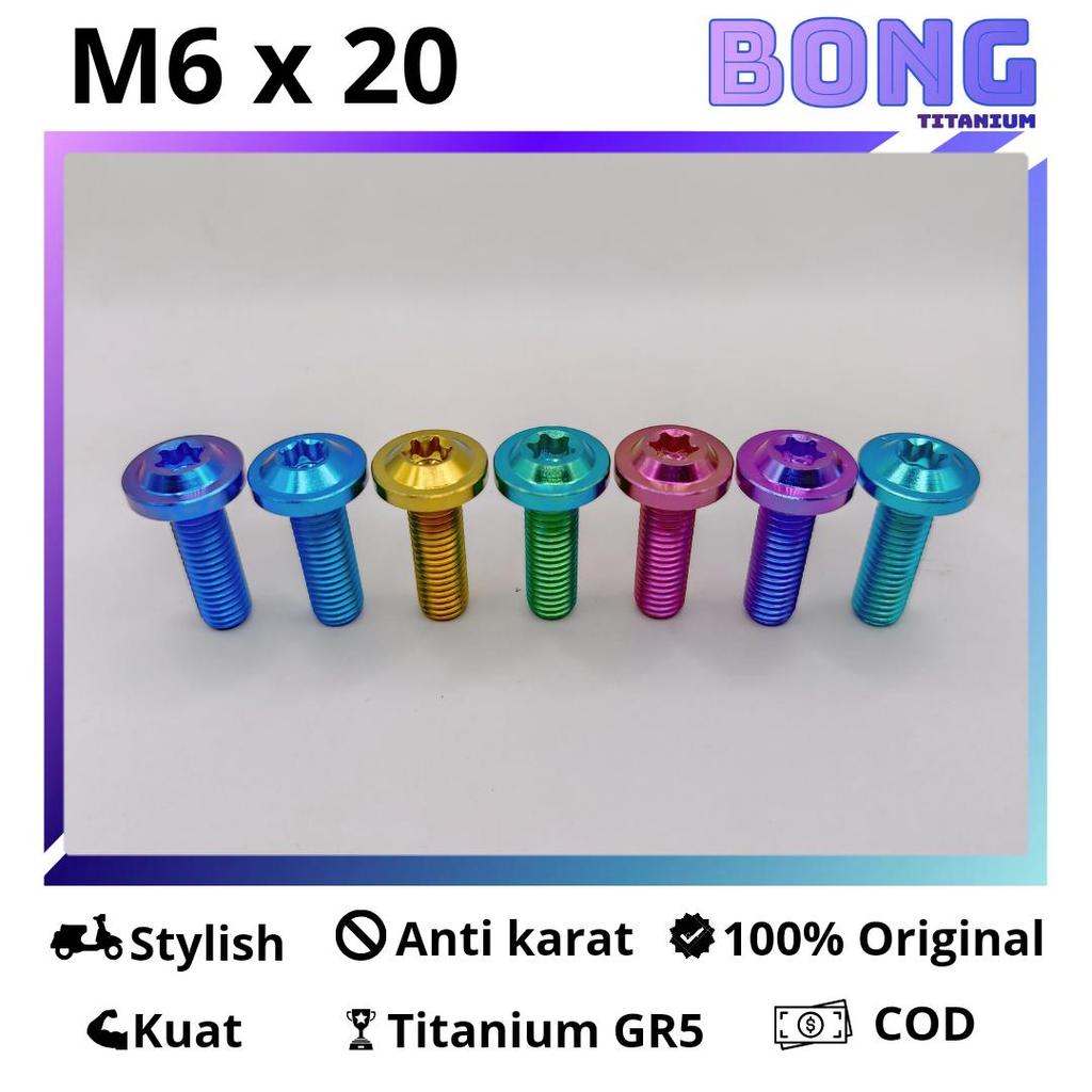 Titanium Bolt M6 ร่มหัวใหญ่ M6x20 ด้าย 10 ยาว 2 ซม.Original GR5 Titanium Bolt