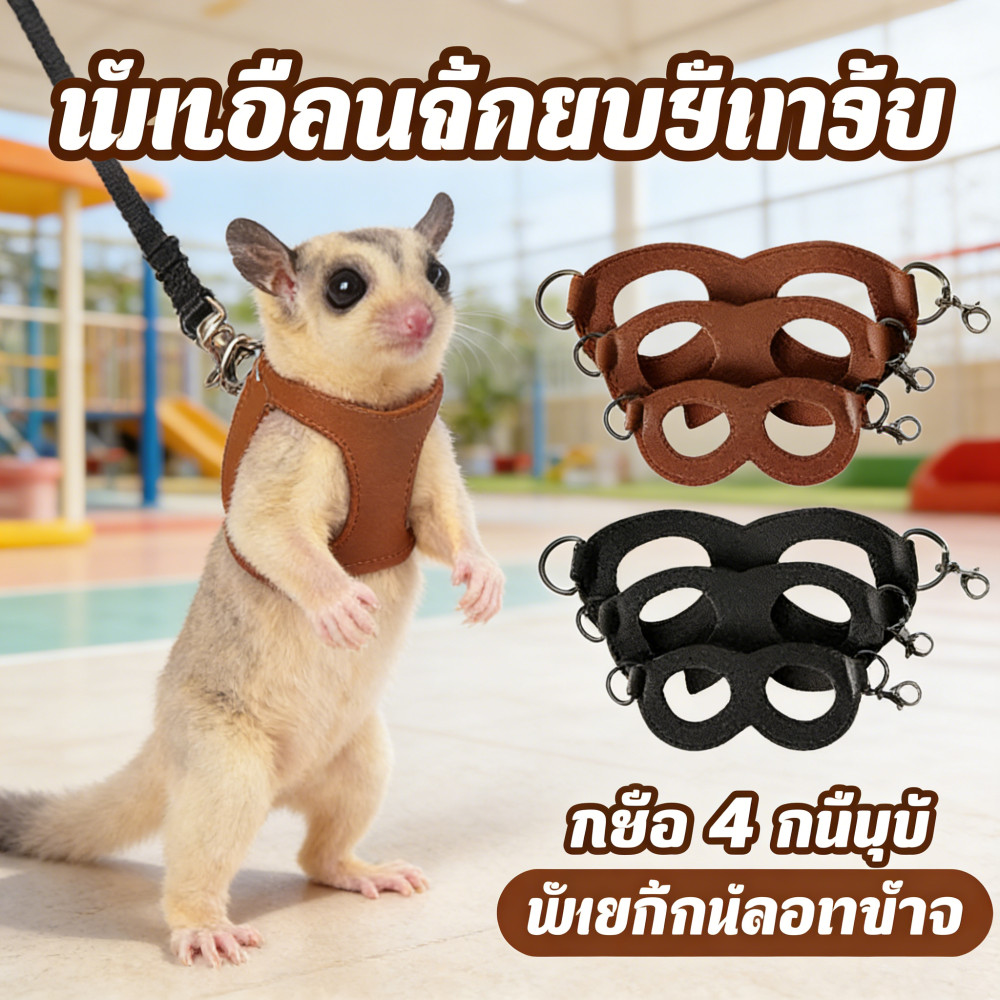 เชือก Sugar Glider พิเศษ Anti Lost Leash Anti Traction หนูแฮมสเตอร์กระรอก สัตว์เลี้ยงขนาดเล็ก 4 ชิ้น