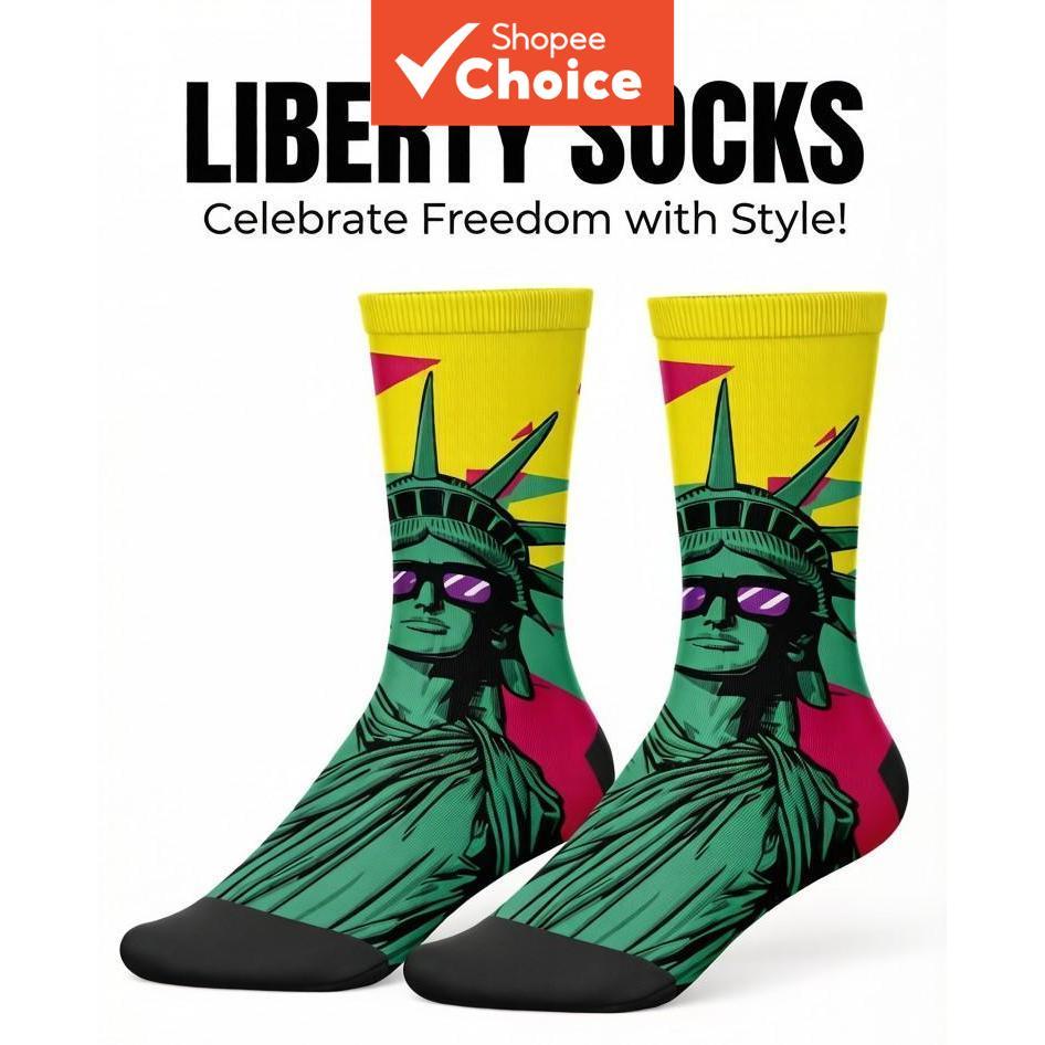 Unisex Graffiti รูปปั้นของ Liberty Crew Socks สําหรับผู้หญิง,1 คู่ – NYC Street Art Clashing สี, ผ้า