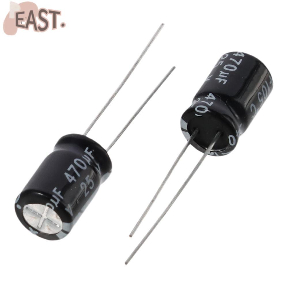 EASTS Polarised Electrolytic Capacitor, Radial Leads ตัวเก็บประจุไฟฟ้า 8x12 มม., สารส้มทนทาน -40 ~ + 105C 25V 470uF