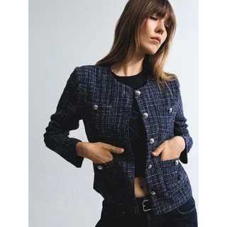 [Pomelo] เสื้อแจ็คเก็ตผ้าทวีต / No Collar Tweed Jacket