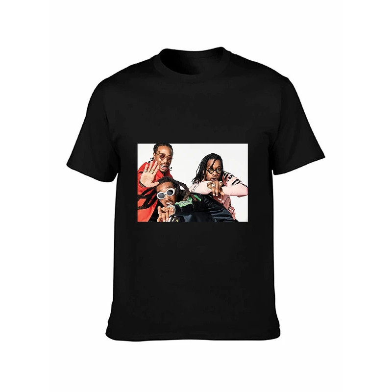 Baju-T Migos II Quavo Takeoff Offset Hitam Baju-T Hip Hop ยอดนิยม