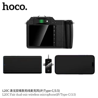 HOCO L20C L20B ไมค์ไร้สาย 3in1 iOS + Type-C + 3.5mm ตัดเสียงรบกวน ENC รองรับสมาร์ทโฟน กล้องถ่ายรูป ไมค์ตัดเสียงรบกวน hc6