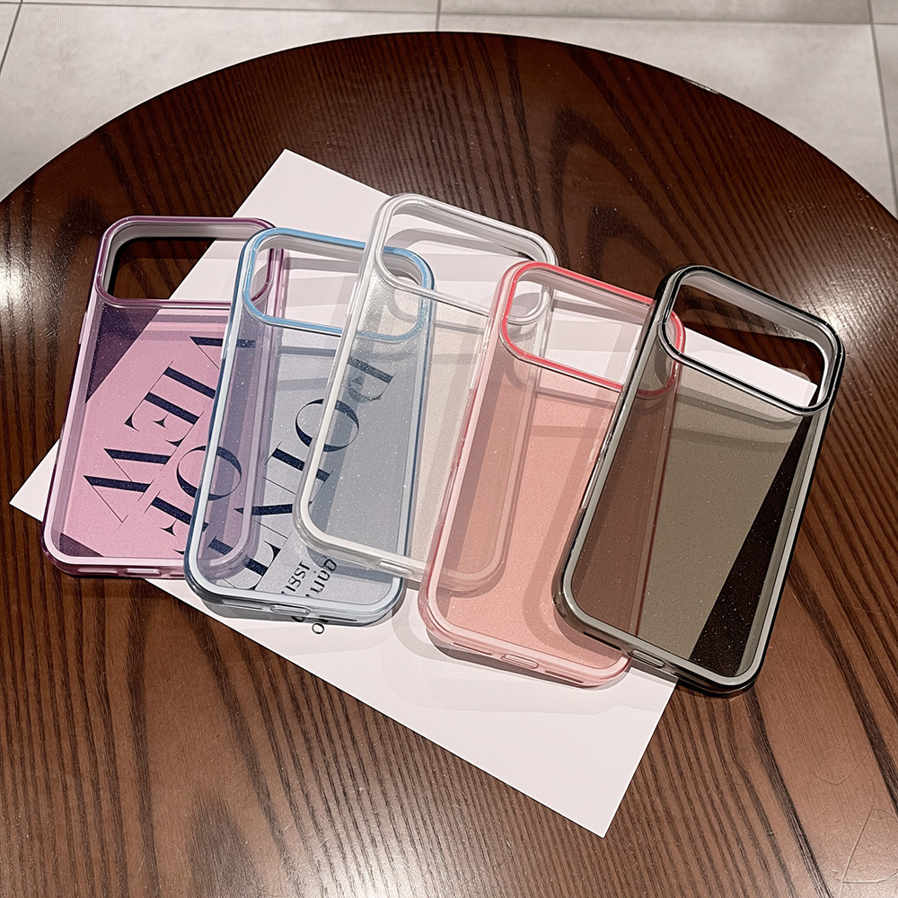Ins Glitter เงาโปร่งใสเคสโทรศัพท์ for IPhone 11 17 16 14 15 Pro Max Air 16 PLUS 12 13 ProMax กรอบหนากันกระแทก IMD เคส