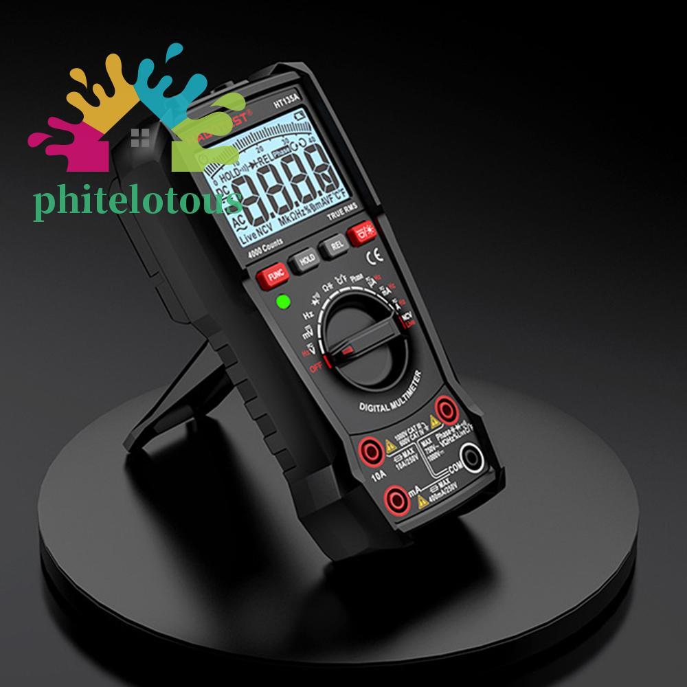 ❤ Phitelotous มัลติมิเตอร์แบบดิจิตอล 4000 นับเครื่องทดสอบหลายพร้อม NCV แรงดันไฟฟ้าปัจจุบัน Hz Ohm Ca