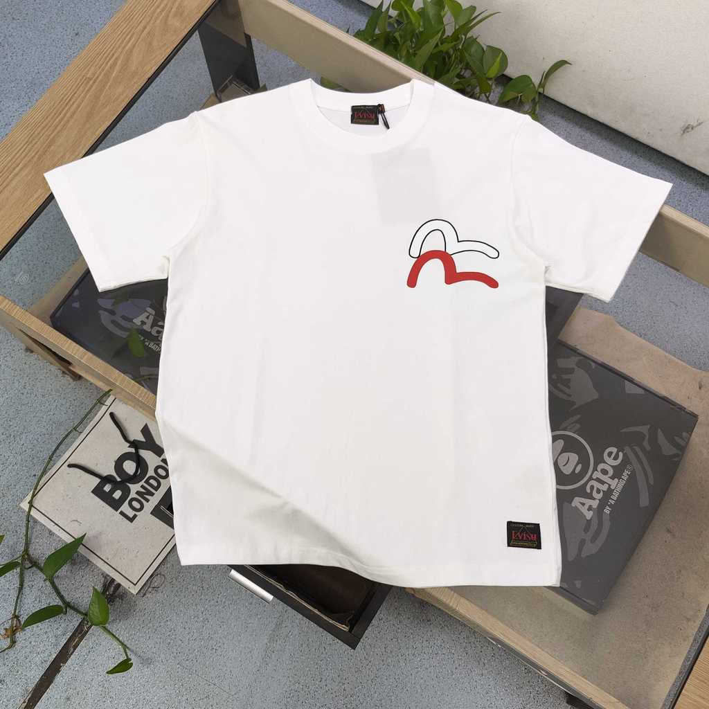 Evisu/God of Fortune 2026 เสื้อยืดแขนสั้นคอกลมสไตล์คู่ผู้ชายหลวมด้านในMatch Breathableฐานด้านในSlim-