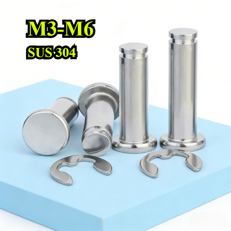 【ZQ-R1】 Pin ตําแหน่งเล็บขาทรงกระบอก หัวแบนพร้อมสล็อตพินเพลา สแตนเลส  M3M4M5M6