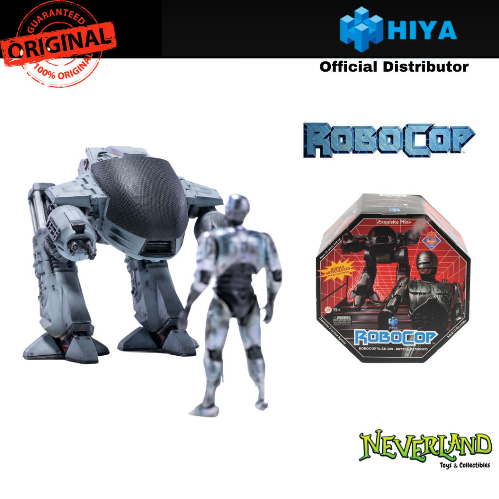 (🔵PRE-ORDER)Hiya Toys1:18 ROBOCOP 1 ED-209 VS Robocop BattleDamage 2-Pack SDCC Exquisite Mini Series