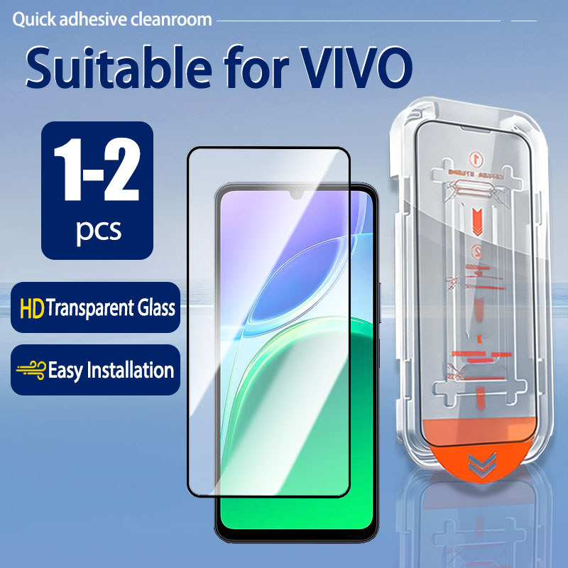 ติดตั้งง่ายกระจกนิรภัยใสสําหรับVivo Y05 Y21d Y04 Y400 Y19 Y19S Y29 Y39 Y03 Y18 Y28 Y100 ฝุ่นฟรีป้องก