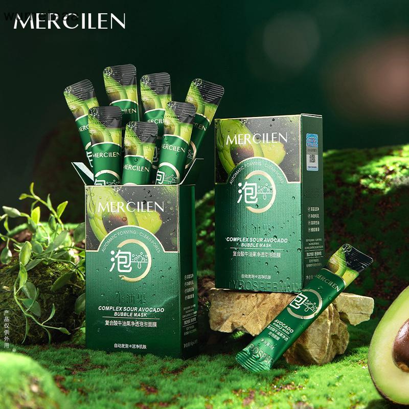 Wumeiaa MERCILENpound Acid Avocado Clearing Bubble Mask Refreshing Oil Controling Moisturizing และบํ