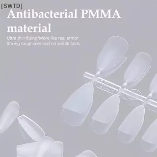 [SWTD] 100 ชิ้น/กล่องเล็บปลอมโปร่งใสกดบนเล็บครอบคลุมเล็บปลอมเคล็ดลับสั้นรูป Water Drop Full Stier สําหรับ null