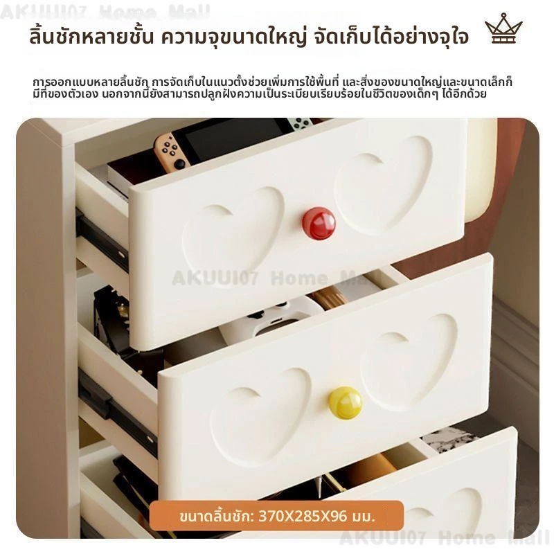 ตู้วางของ ตู้ลิ้นชักสไตล์ครีม ตู้ข้างโซฟา ตู้เก็บของสีดำ thumbnail 9