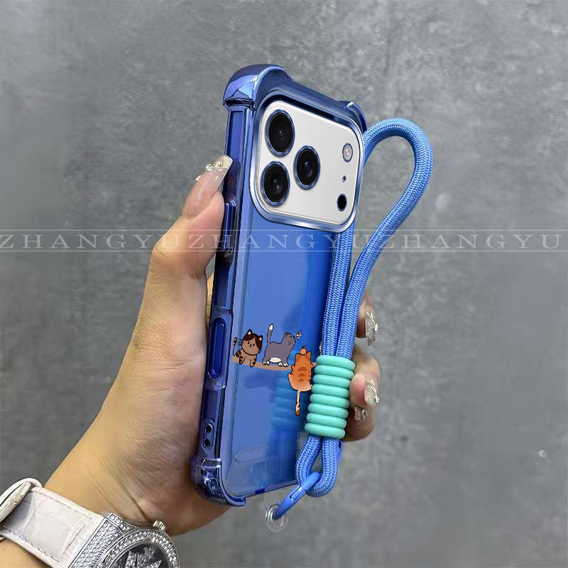 เหมาะสําหรับ iphone 17 PRO MAX เคสโทรศัพท์ใหม่สําหรับแมวรูปแบบ anti drop กันกระแทก soft shell เชือกแ