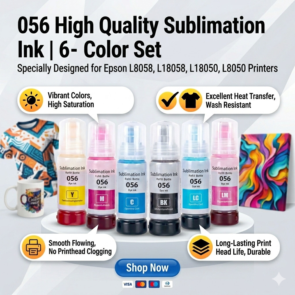 1 ชุด 6 ชิ้น 056 หมึกระเหิดสําหรับ Epson L8058 L18058 L8050 L18050 ความร้อนหมึก