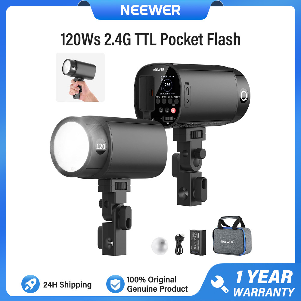 NEWEER Q120 120Ws 2.4G TTL แฟลชกลางแจ้ง Strobe พร้อมไฟการสร้างแบบจําลอง/3000mAh