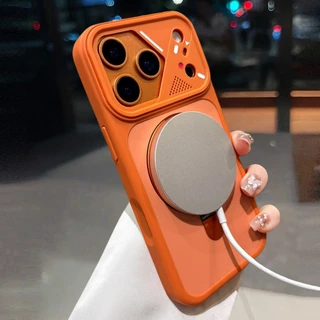 โลหะหรูหราวงเล็บแม่เหล็ก Lanyard สําหรับ iPhone 12 13 14 15 16 17 Pro max Air Plus mecha ซิลิโคนกันกระแทก