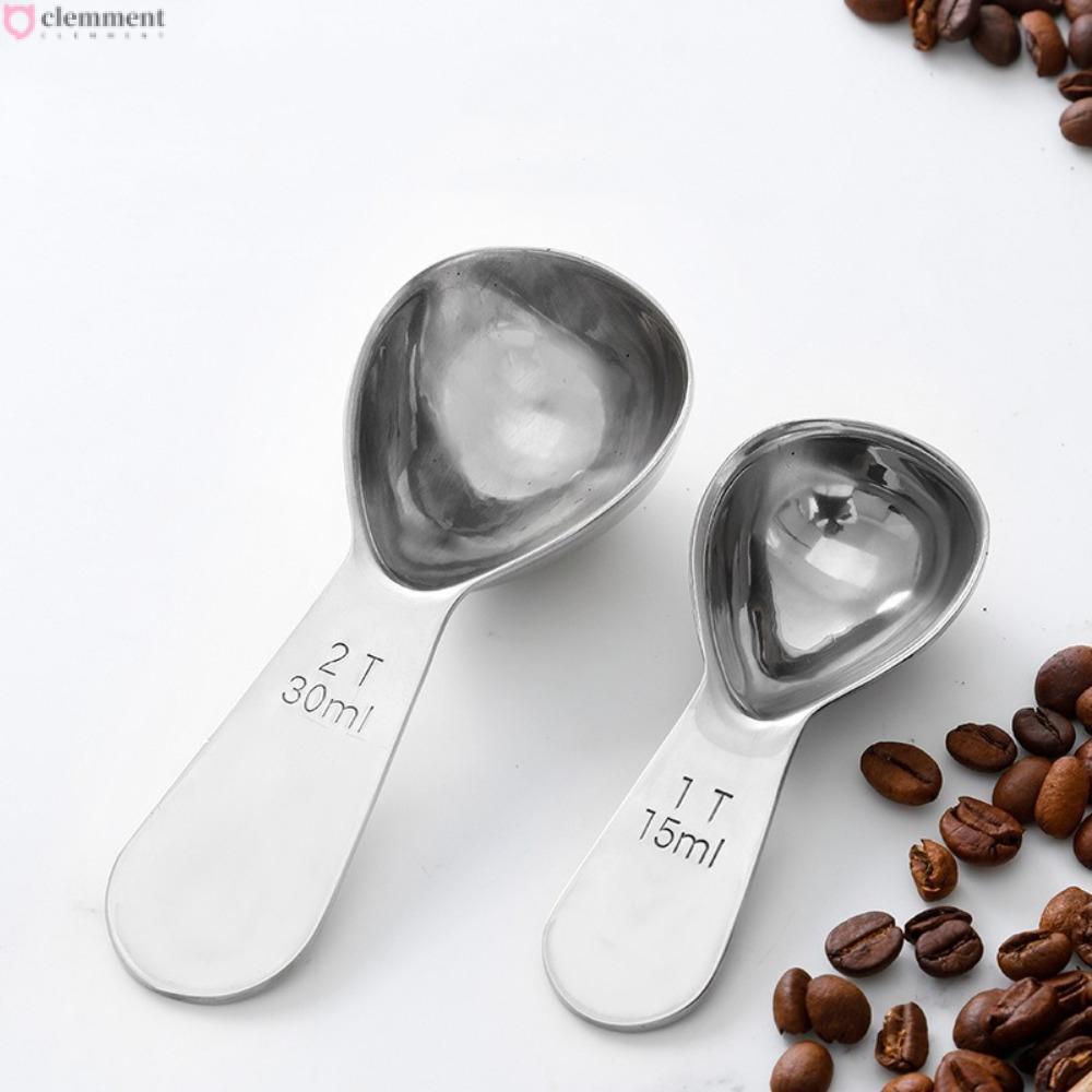 CLEMMENT ช้อนตวงเมล็ดกาแฟ, 15/30ml สแตนเลสสตีลกาแฟ Scoops ทนทาน 1 Tbsp หรือ 2 Tbsp ผง Scoop Bar Bar 