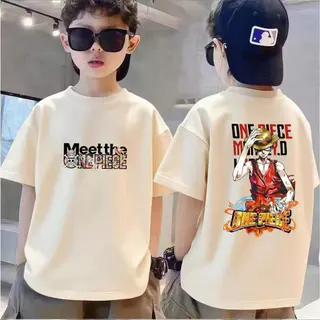 เสื้อยืดลูฟี่ ผ้าฝ้าย 100% แบบอนิเมะญี่ปุ่น คอวี สินค้าพร้อมจัดส่งให้เด็ก