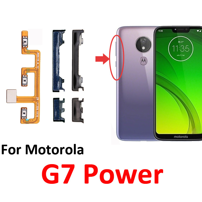 ปุ่มปรับระดับเสียงไฟโทรศัพท์สําหรับ Motorola Moto G7 Power ใหม่บน Off Up Down ปุ่มด้านข้างภายนอกชิ้นส่วนสายเคเบิล Flex ภายใน