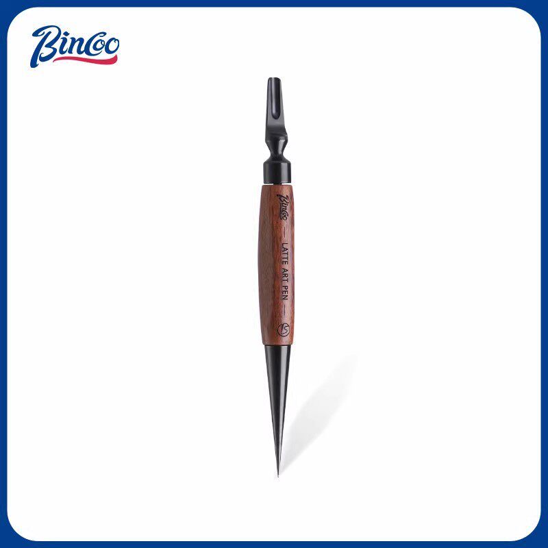 Bincoo Flowermaker Coffee Latte Needle Italian Titanium Latte Needle Wooden Handle Latte Artifact Pr