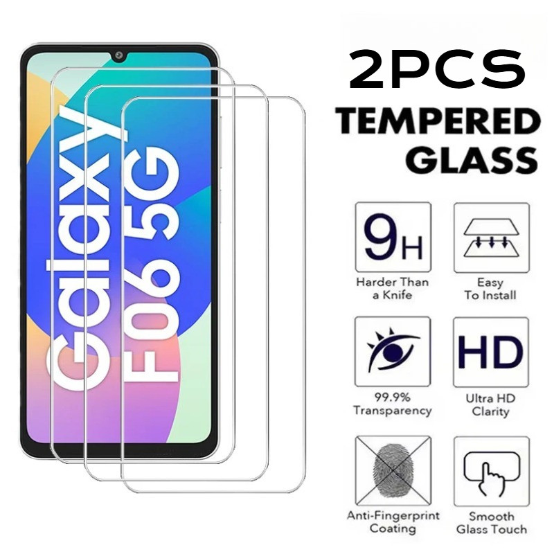 SAMSUNG 2PCS Black Edgeกระจกนิรภัยฟิล์มสําหรับSamsung Galaxy F15 F14 F12 F07 F06 F05 F04 F02s Anti S