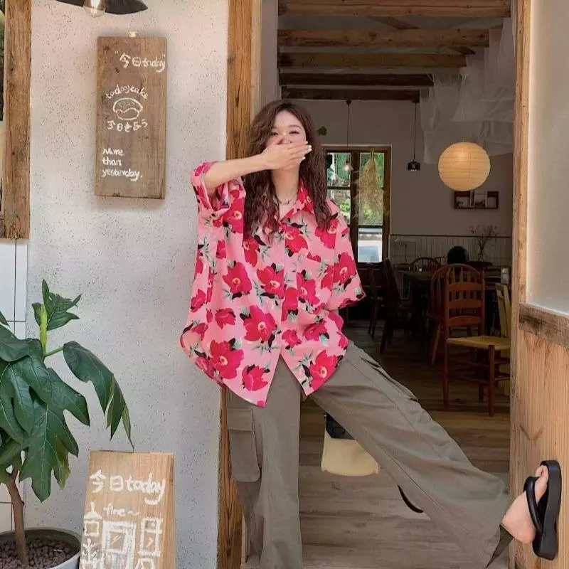 Chili Koko เสื้อลายดอกแขนสั้น ลายกระต่ายและดอกไม้ W367 thumbnail 4
