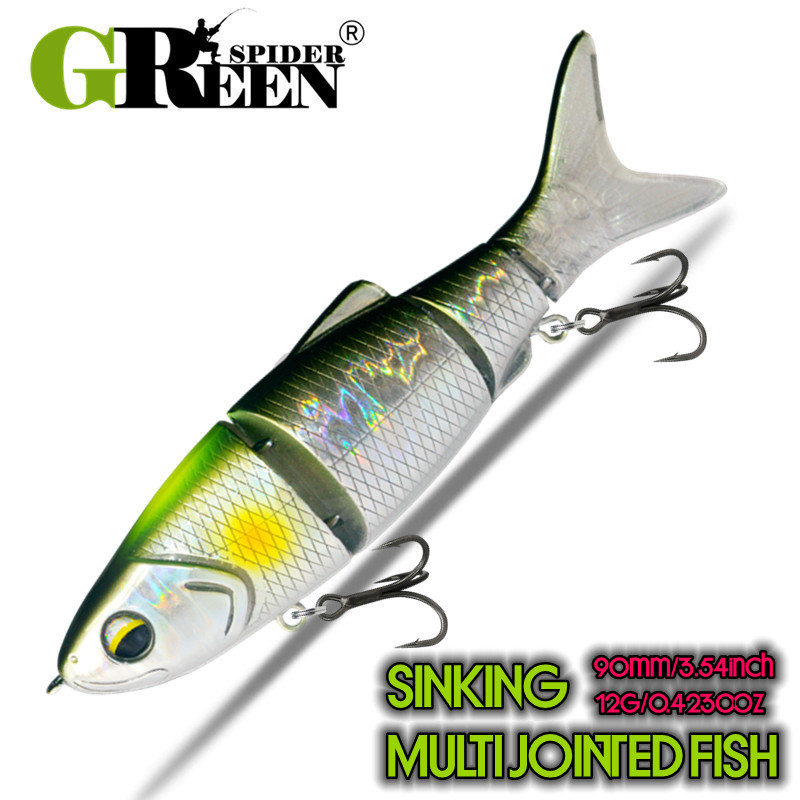 GREENSPIDER เหยื่อตกปลา MULTI JOINT Joint Gill ขนาด 90 มม. 12 กรัม Sinking Swimbait เหมาะสำหรับการตกปลากบไฟsh, pike, musky และแซลมอน