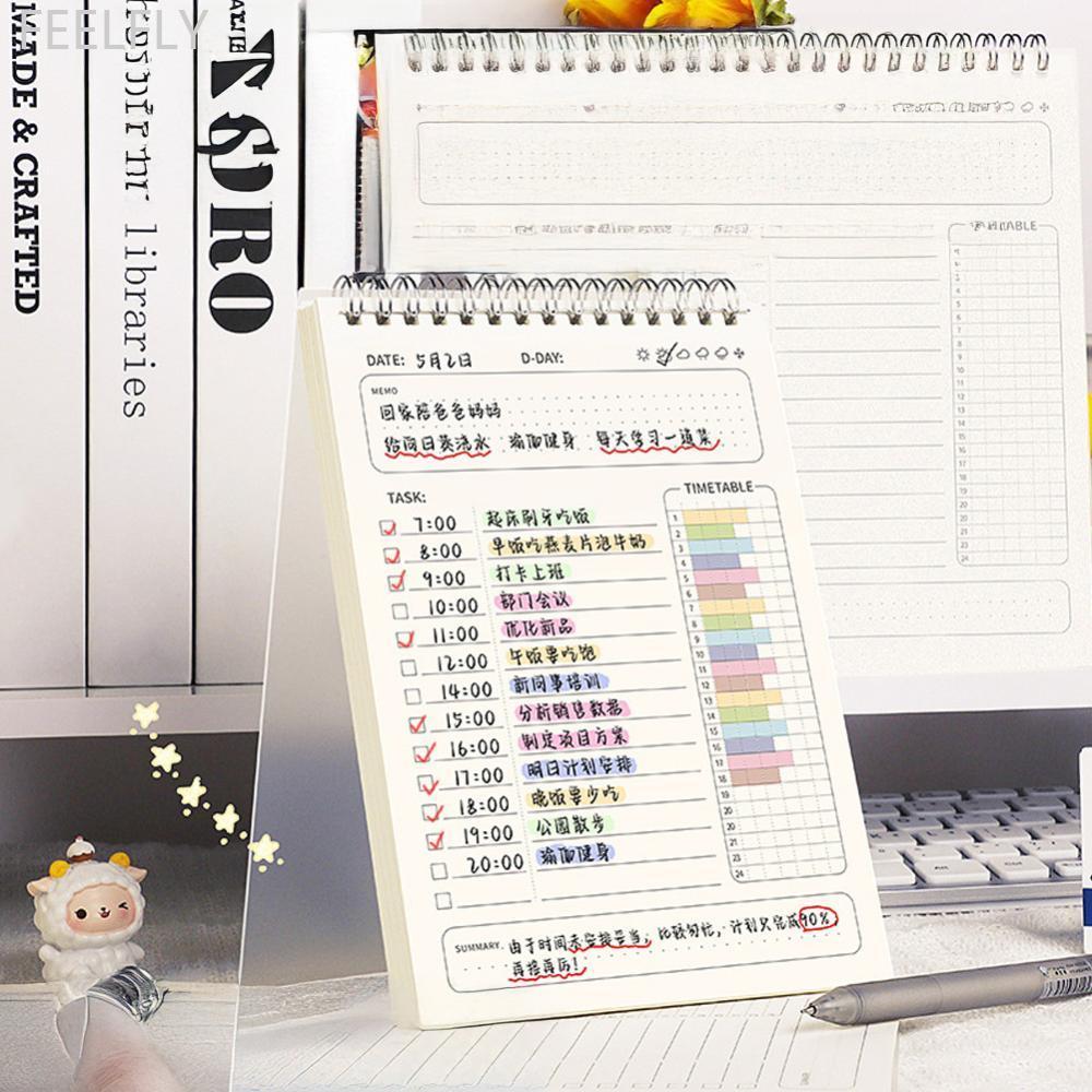FEELFLY A5 Planner Agenda Spiral Notebook Daily Plan To Do List Notepad 160 หน้าหนา Coil Bound Sched