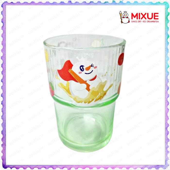 MIXUE Snow King Green Glass Transparent Food Grade ถ้วยเครื่องดื่มน้ํา แก้ว สินค้า Snowking 边雪王绿色 แก