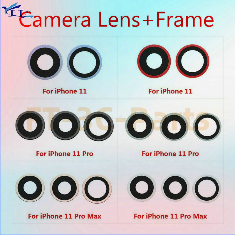 เลนส์กล้องสําหรับ iphone 11 11 Pro Max ชุดอะไหล่ด้านหลังกล้องด้านหลังกระจกเลนส์แหวน Bezel ฝาครอบกรอบผู้ถือ