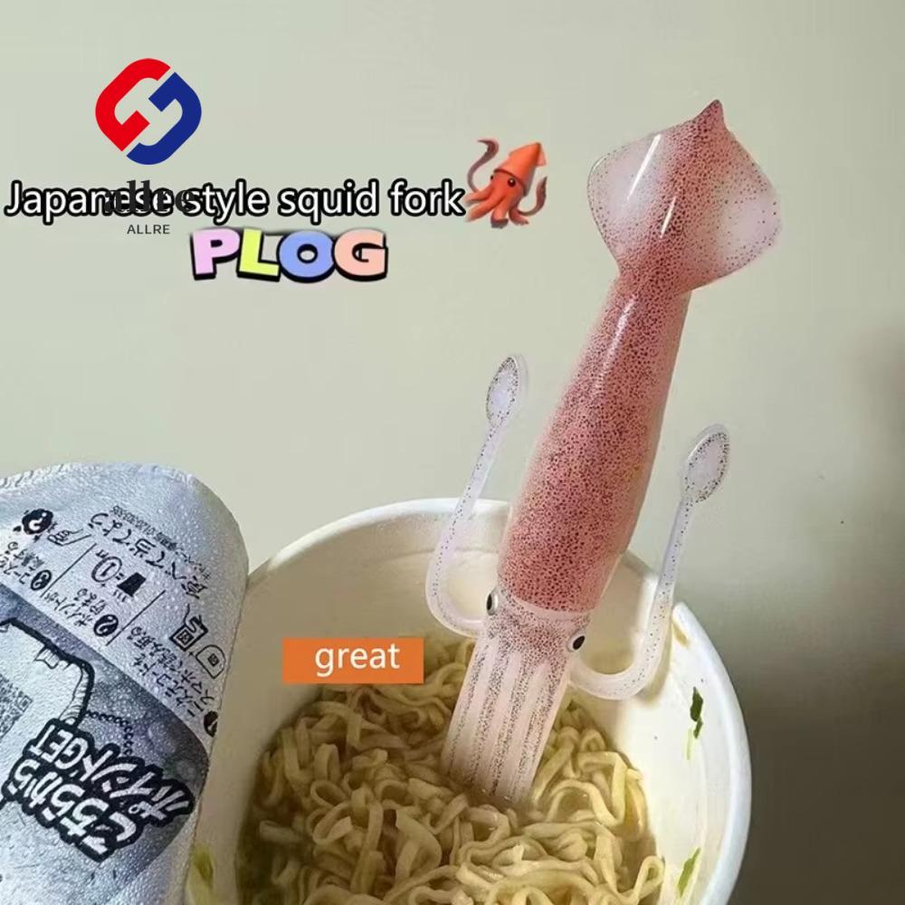 AERIDOK Octopus Noodle Fork, 3-in-1 Squid-Shaped Food Picks, Creative Portable Heat-Resistant Cookin