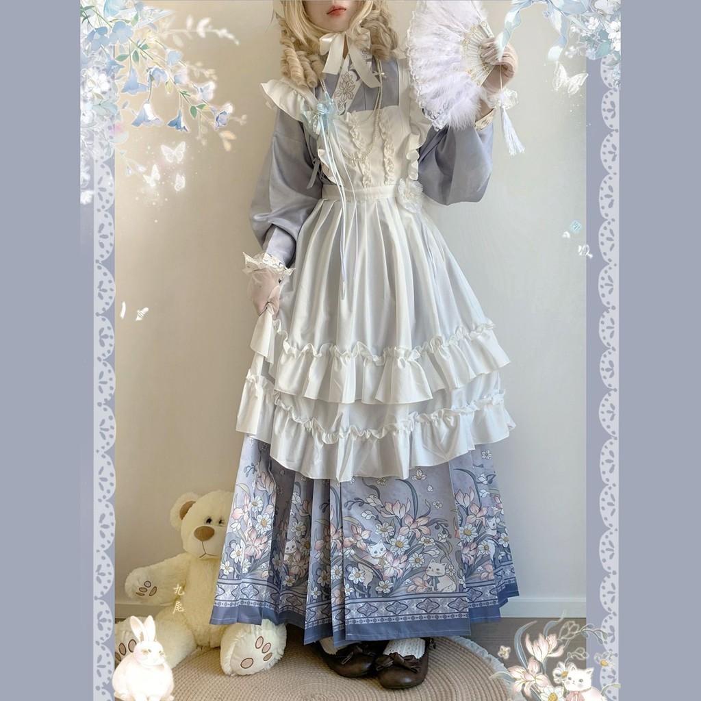 Yunxunge Hanyang Ecectic Pipa Sleeve Hanfu Horse Mask Skirt Plus Velvet Cloak Lolita น่ารัก 2026 คลังสินค้าพร้อม
