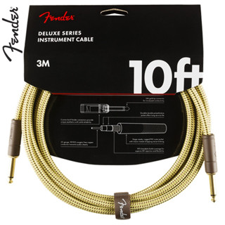 FENDER® Deluxe Series Tweed สายแจ็คกีตาร์ 3m แบบไนลอนถัก หัว…