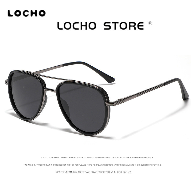 LOCHO แว่นไดรเวอร์โพลาไรซ์ ทรงเอวิเอเตอร์ วัสดุ TR90 กึ่งโลหะ ออกแบบเฉพาะตัว เทรนดี้ในซันไชน์ฤดูร้อน