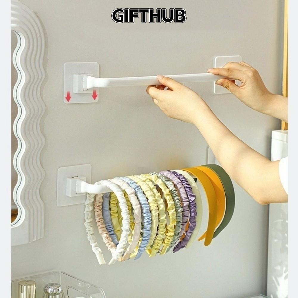 GIFTHUB Scrunchies ที่คาดผมชั้นเก็บของ, มัลติฟังก์ชั่น No-Punch Hair Band Storage Self, อุปกรณ์เสริมผมติดผนังคลิปผม Hoop Storage อุปกรณ์เสริมผม Organizer