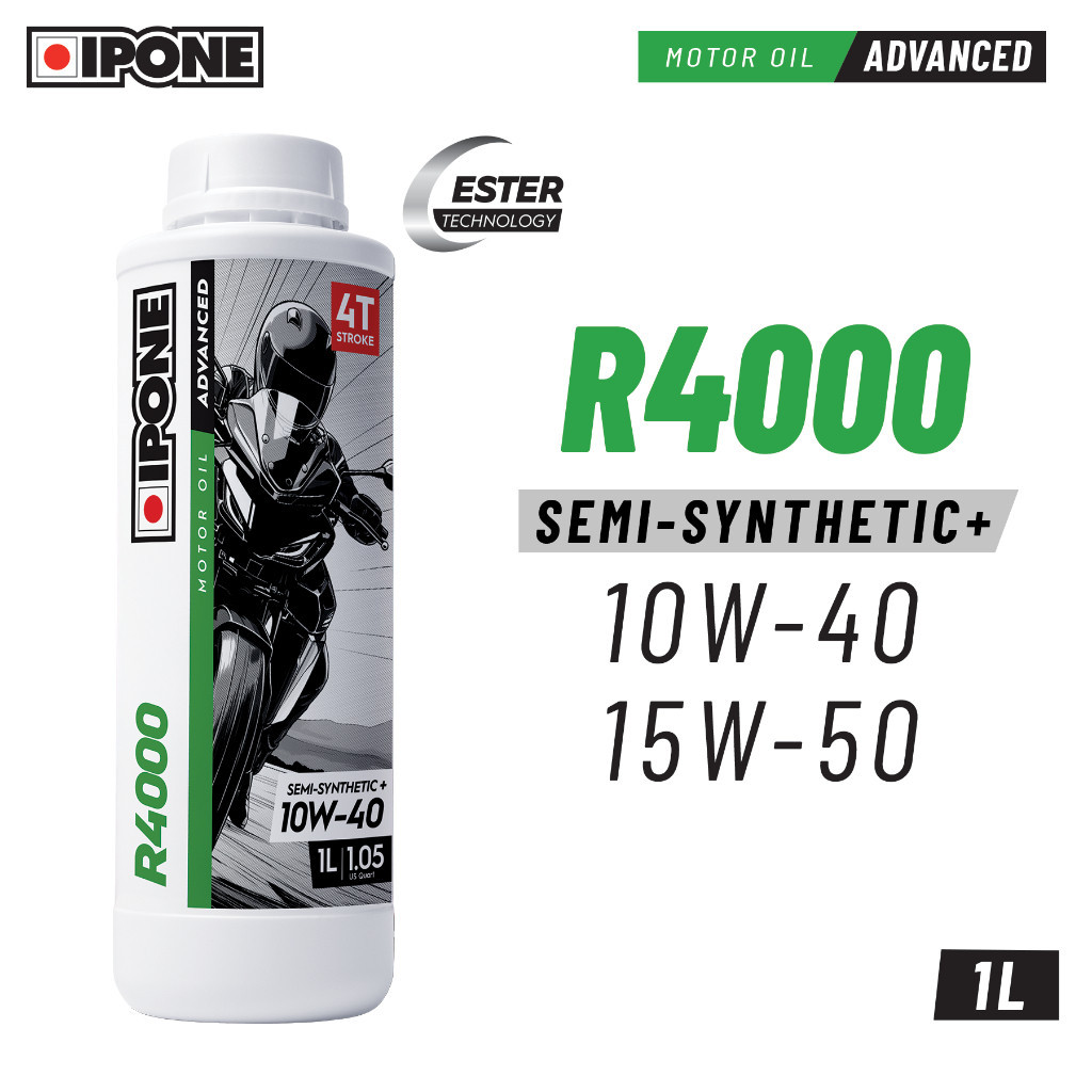 IPONE R4000 4T 10W40 15W50 น้ํามันเครื่องรถจักรยานยนต์ Semi-Sintetik (1L)