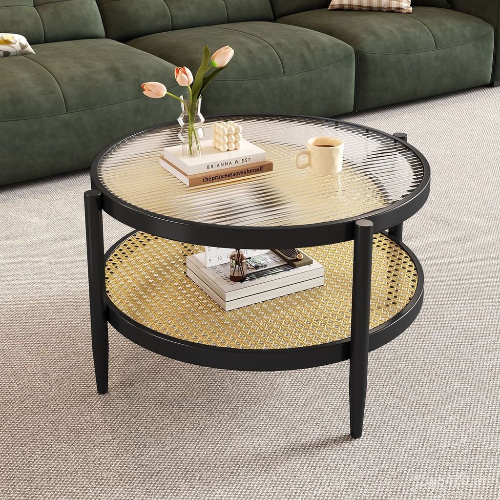 รอบห้องนั่งเล่นครัวเรือนพาร์ทเมนท์ขนาดเล็กแก้วคู่หวายยาวสายรุ้งสไตล์รวมกันโต๊ะน้ําชาโต๊ะกาแฟนอร์ดิกญ