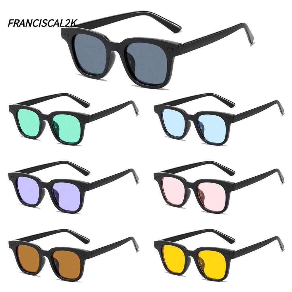 FRANCISCAL2K แว่นตากันแดดน้ำเงินแบบแฟชั่น กรอบเหล็กสี่เหลี่ยม, ป้องกันรังสียูวี เหมาะสำหรับทั้งผู้ชายและผู้หญิงในฤดูร้อน