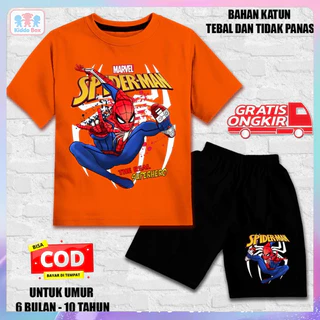 ชุดเสื้อยืดและกางเกงขาสั้นสไปเดอร์แมนสำหรับเด็ก! "สินค้าใหม่" "ดีไซน์สไปเดอร์แมนเท่ ๆ" น่าดูและกำลังฮิต ผ้าฝ้ายเนื้อนุ่