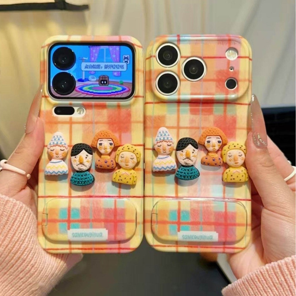 ดี 3ง การ์ตูนตุ๊กตาลายสก๊อตฟิล์มเคสโทรศัพท์กันกระแทกกันฝุ่นป้องกันรอยขีดข่วนฝาครอบป้องกันสําหรับ ไอโฟน 17 16 15 14 13 12 11 มือโปร สูงสุด