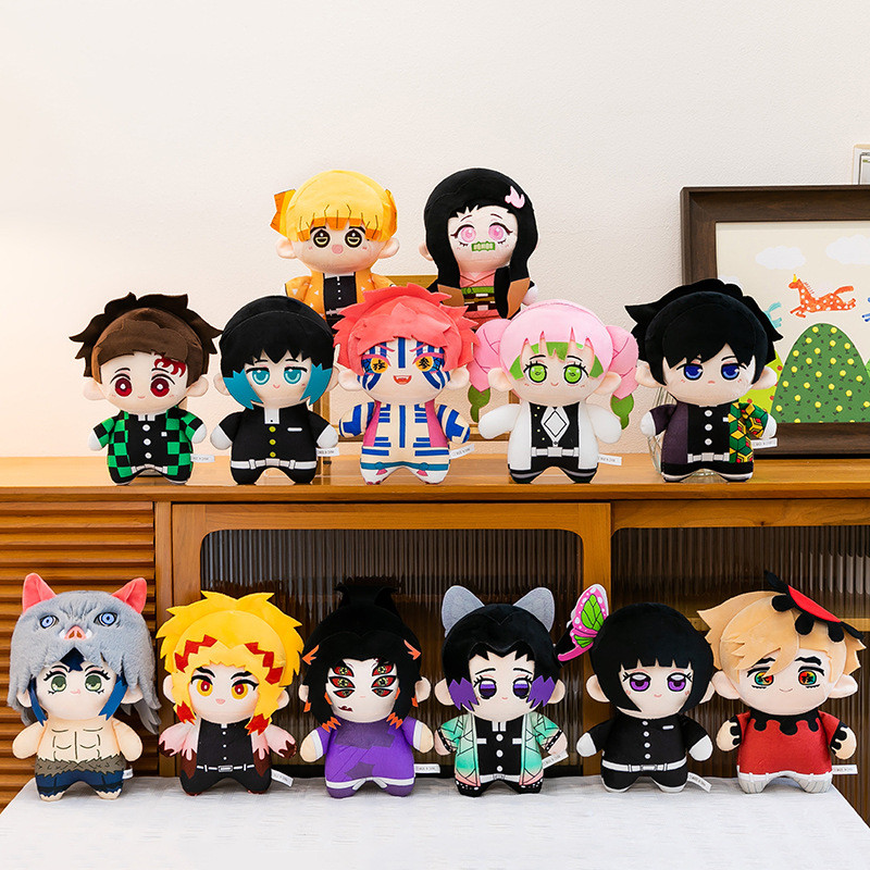 Anime Demon Slayer ตุ๊กตาตุ๊กตายืน Tanjirou Nezuko Inosuke ตุ๊กตาตุ๊กตาชุดข้ามพรมแดน