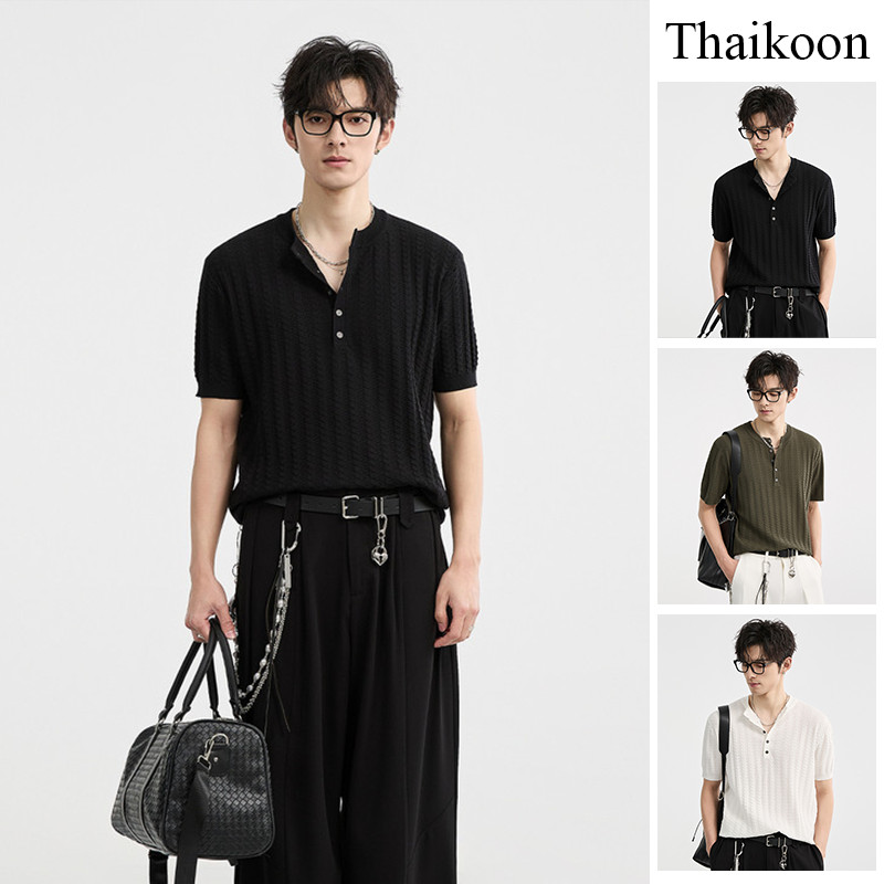 เสื้อเชิ้ตสไตล์เฮนเลย์ น้ำหนักเบา สแลมฟิต และระบายอากาศได้ดี สำหรับผู้ชาย