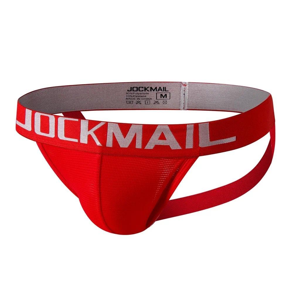 Jockmail Mens Jockstrap กางเกงบุรุษเซ็กซี่ Tangas ตาข่ายผ้าไหมน้ําแข็ง Calzoncillos Hombre