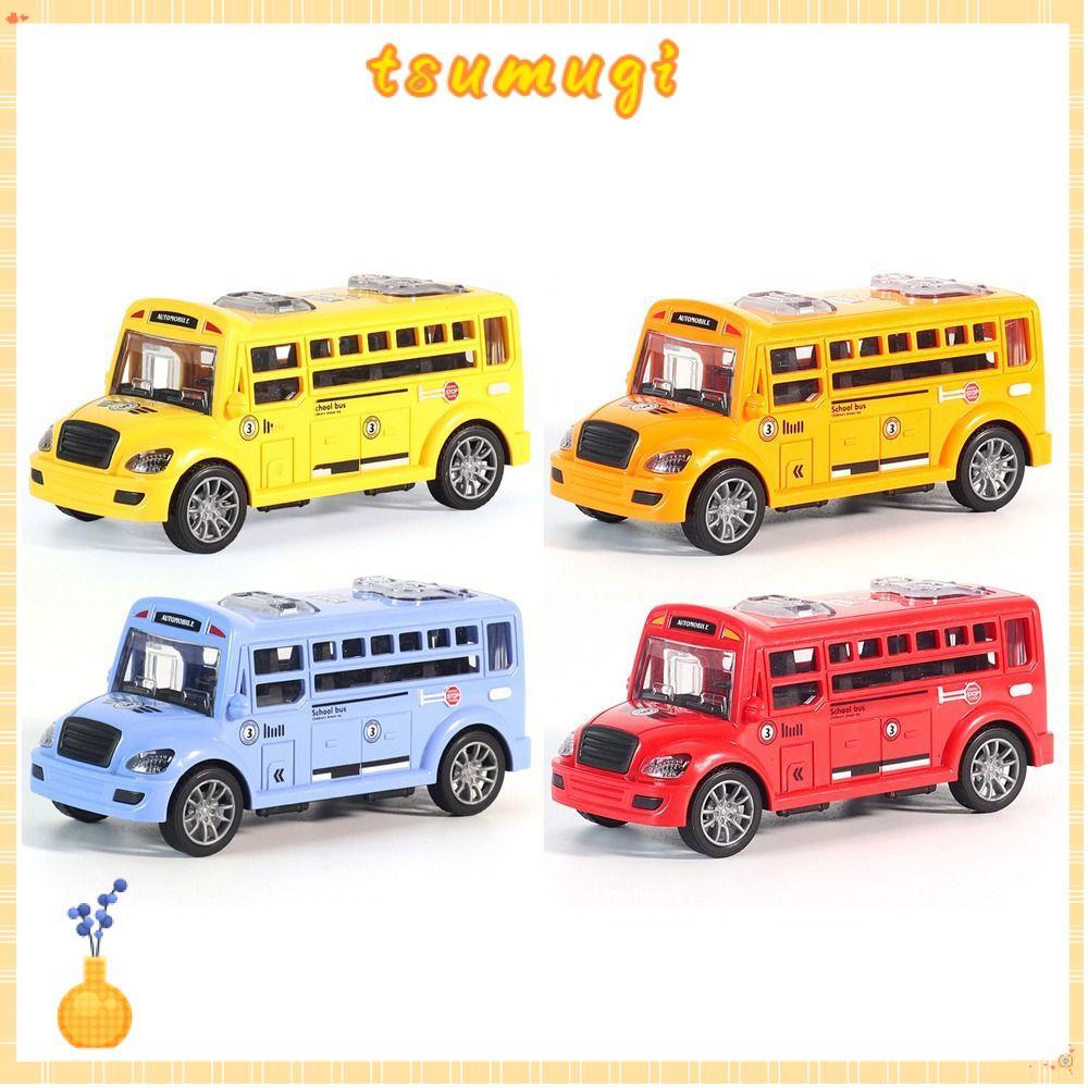 TSUMUGI Inertial รถของเล่น Drop-resistant ABS Coasting School Bus Campus Bus
