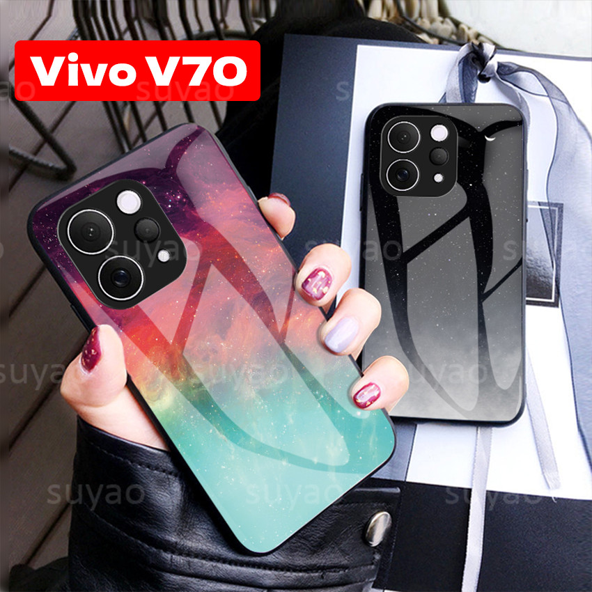 สําหรับ Vivo V70 5G 2026 เคสโทรศัพท์ Starry Sky แก้วกันกระแทก VivoV70 Lite VivoV70Lite Shock Fall Protection กระจกนิรภัยแฟชั่นปกหลัง