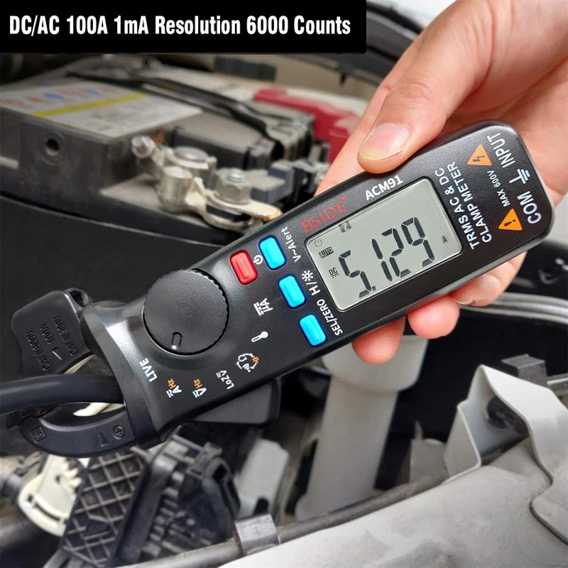 BSIDE Digital Clamp Meter ACM91 Professional 1mA แอมป์มิเตอร์คีม True RMS DC AC 100A มัลติมิเตอร์รถเ