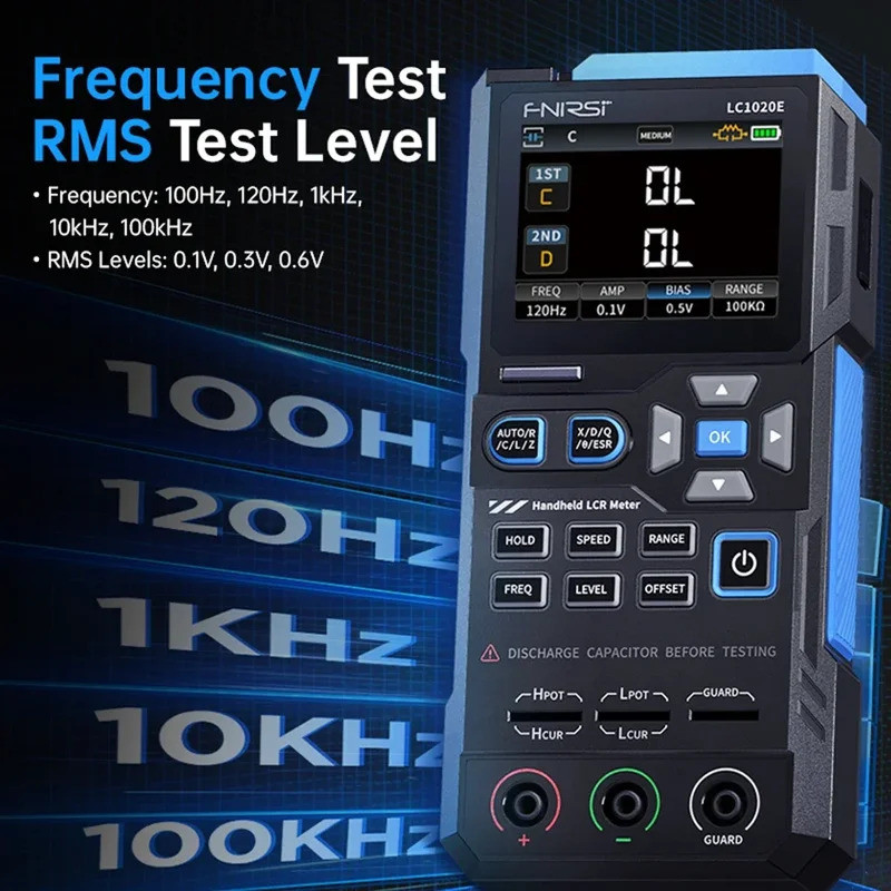 FNIRSI LC1020E Digital Bridge LCR Meter เครื่องทดสอบ ESR แบบพกพาสําหรับการเหนี่ยวนําความต้านทานความจ