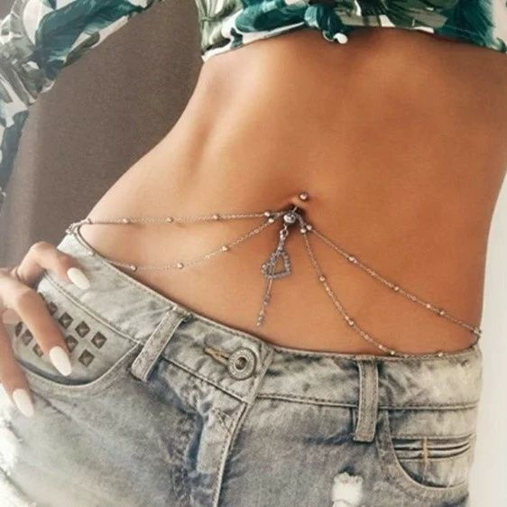 New Product#Sexy waist chain, belly dance waist chain, long navel piercing chain, titanium steel per