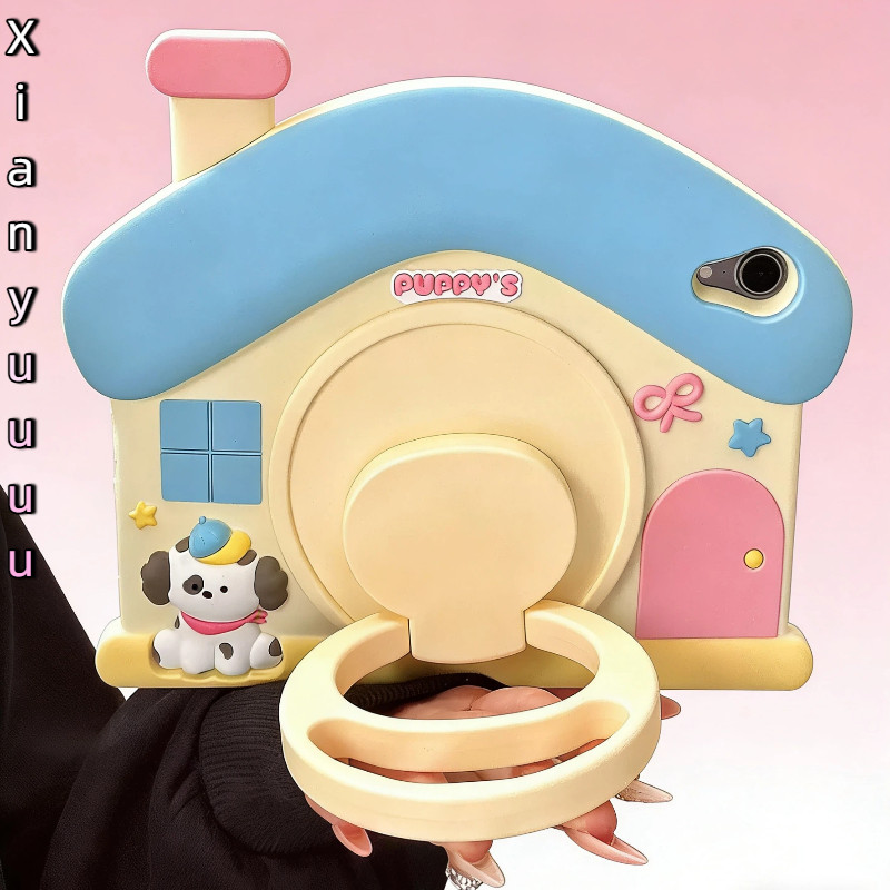 Creative 3D House ลูกสุนัขน่ารัก 360° Spin Holder สําหรับ Pro11 M2 Gen7 10.2 ฝาครอบ Mini6/7 Ipad9.7 