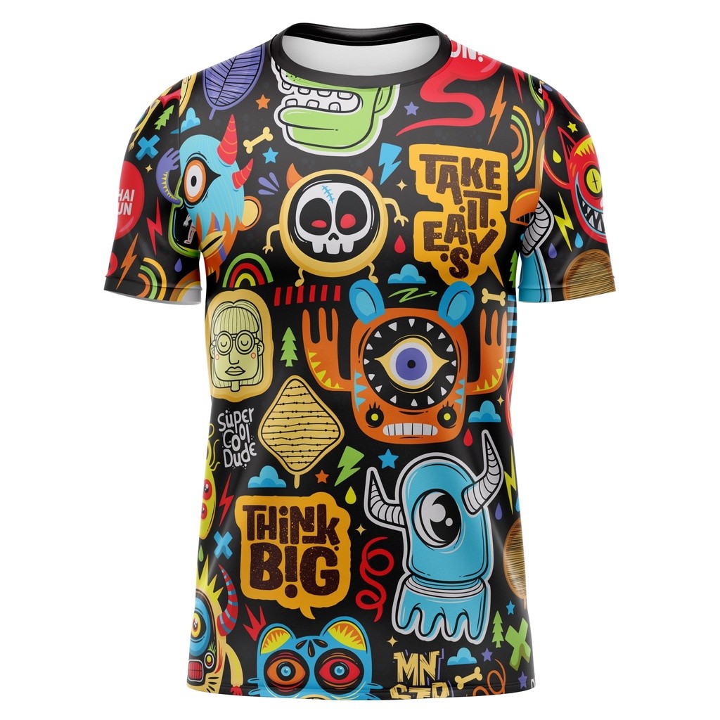 Thairun (ไทยรัน) เสื้อยืดสำหรับการออกกำลังกายและวิ่ง แบบสบายๆ กับลาย.Take it easy